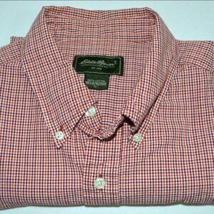 Eddie Bauer Men’s Short Sleeve Shirt L Check Casual Business Casual